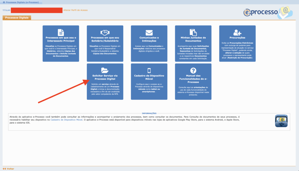 Solicitar serviço via digital govbr